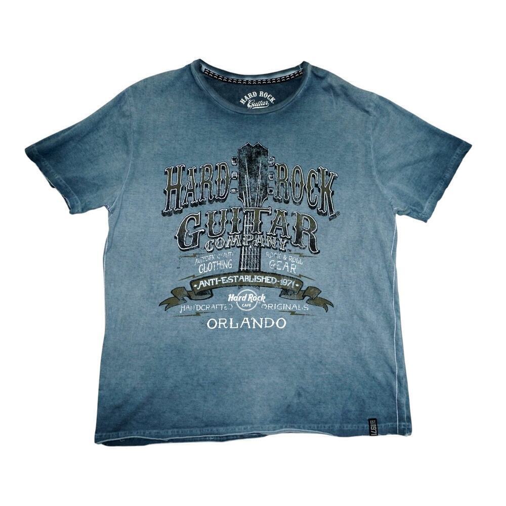 Hard Rock Guitar Company Orlando T-Shirt – XL Blue Graphic Tee 100% Cotton